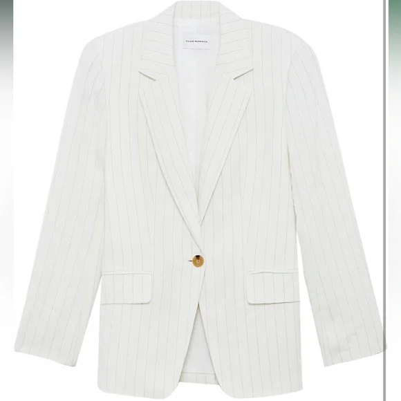NWT • Club Monaco • Relaxed Single Breasted Blazer • Size L • Ivory Mix/Ivoire • - Picture 5 of 8